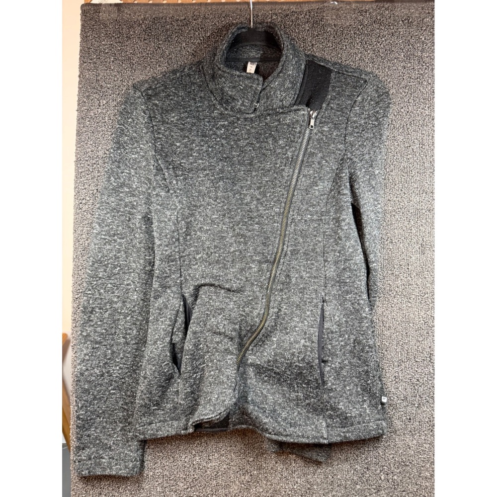 Fabletics Full Zip Jacket Womens XS Gray Asymmetrical Moto Marl Knit
